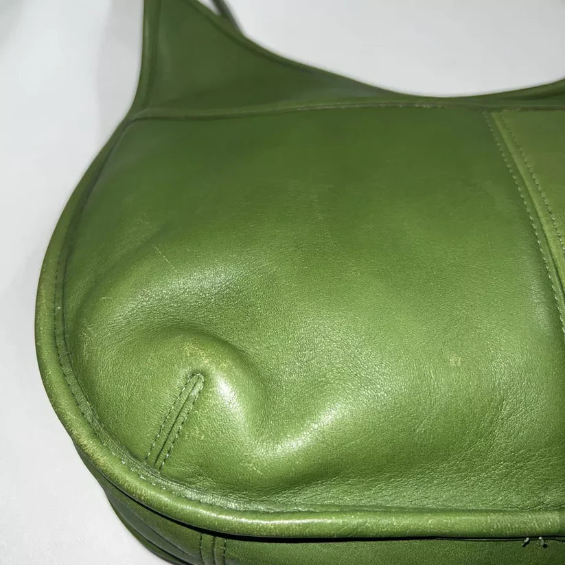 Rare Old Coach Ergo One Shoulder Bag Leaf Green POCKET ZIP 9033 Leather Vintage