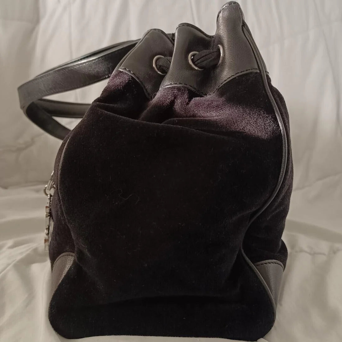 Juicy Couture Daydreamer Scottie Dog Rhinestone Black Tote Bag Purse Vintage Bow