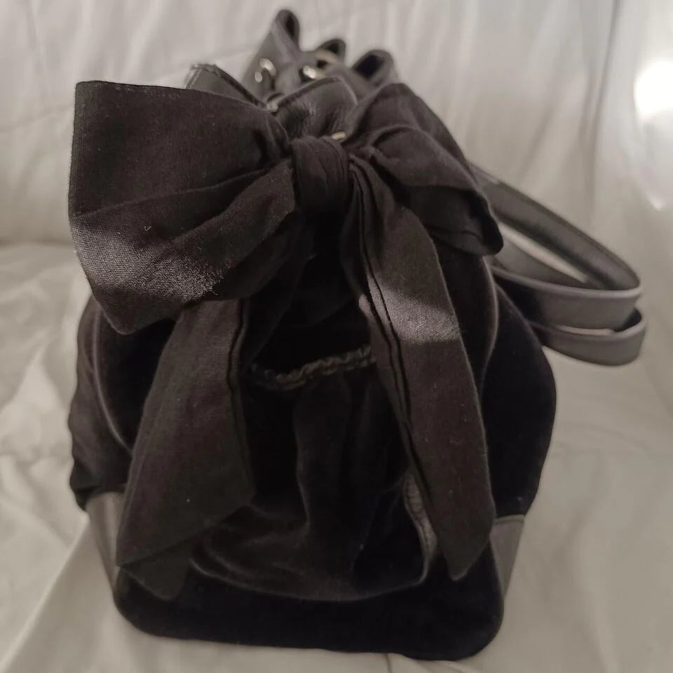 Juicy Couture Daydreamer Scottie Dog Rhinestone Black Tote Bag Purse Vintage Bow