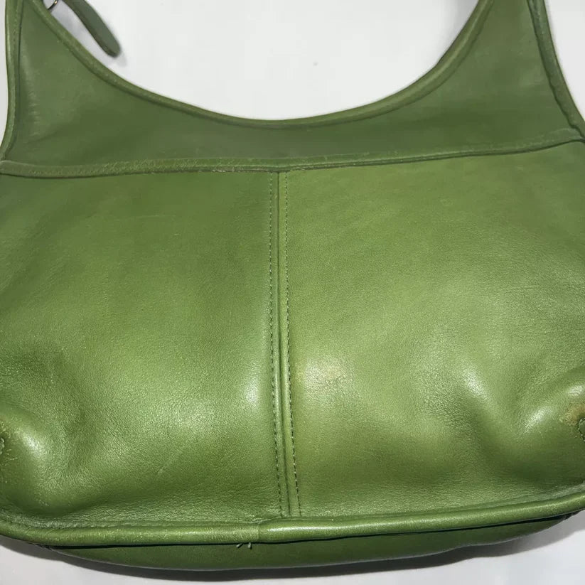 Rare Old Coach Ergo One Shoulder Bag Leaf Green POCKET ZIP 9033 Leather Vintage