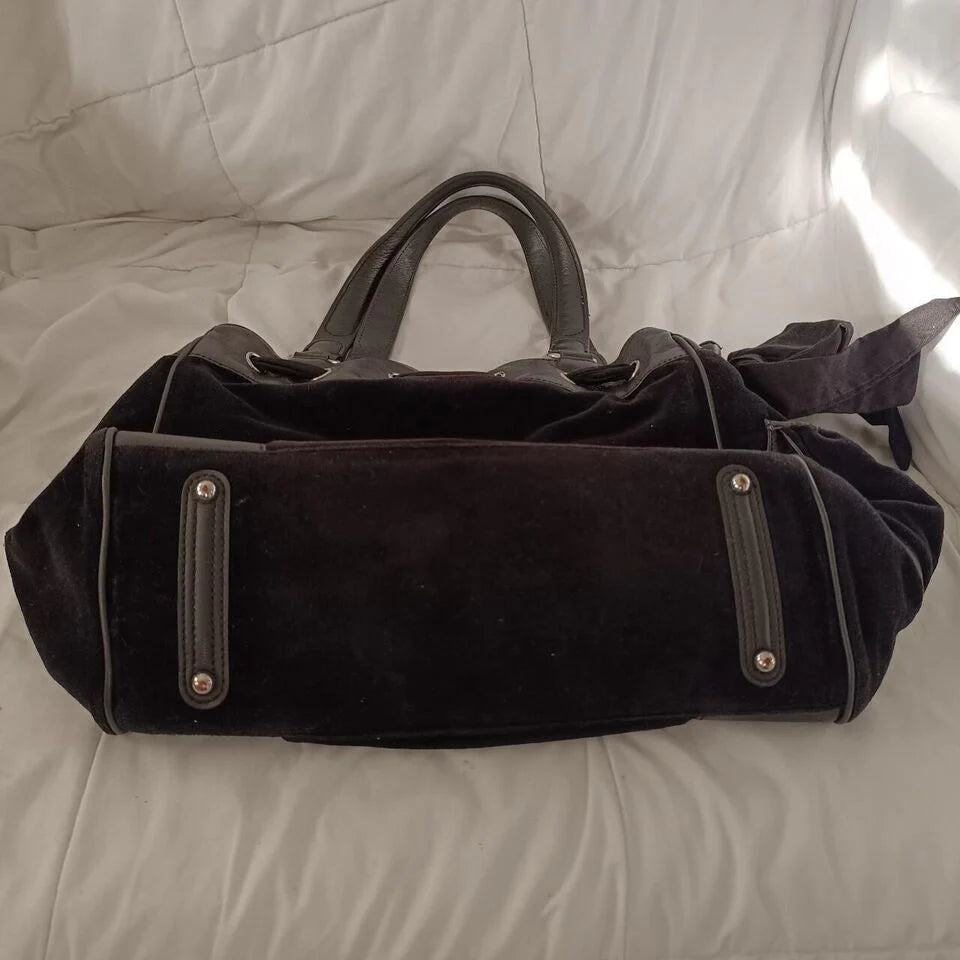Juicy Couture Daydreamer Scottie Dog Rhinestone Black Tote Bag Purse Vintage Bow