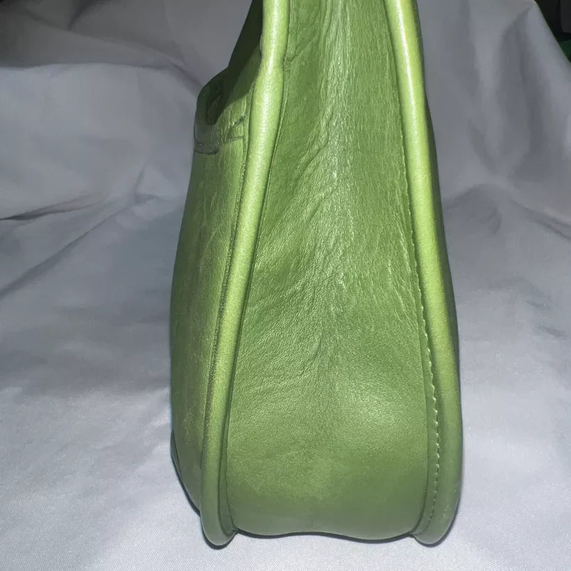 Rare Old Coach Ergo One Shoulder Bag Leaf Green POCKET ZIP 9033 Leather Vintage