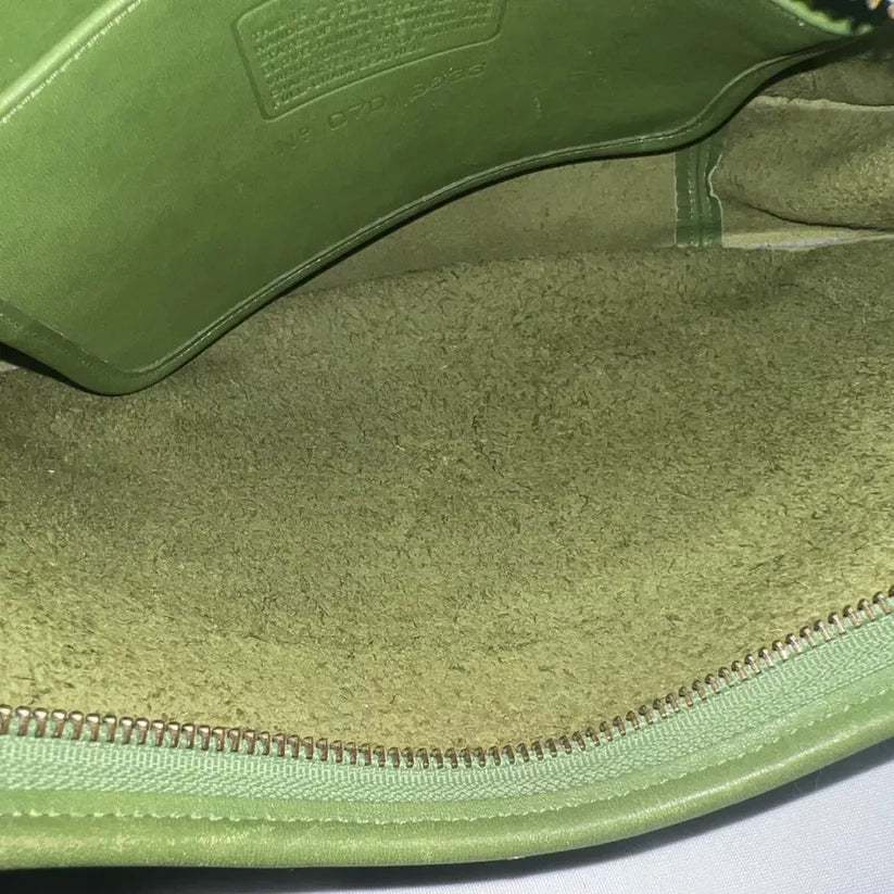 Rare Old Coach Ergo One Shoulder Bag Leaf Green POCKET ZIP 9033 Leather Vintage