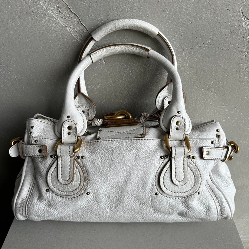 PreOwned Iconic Chloé Paddington Bag in white leather