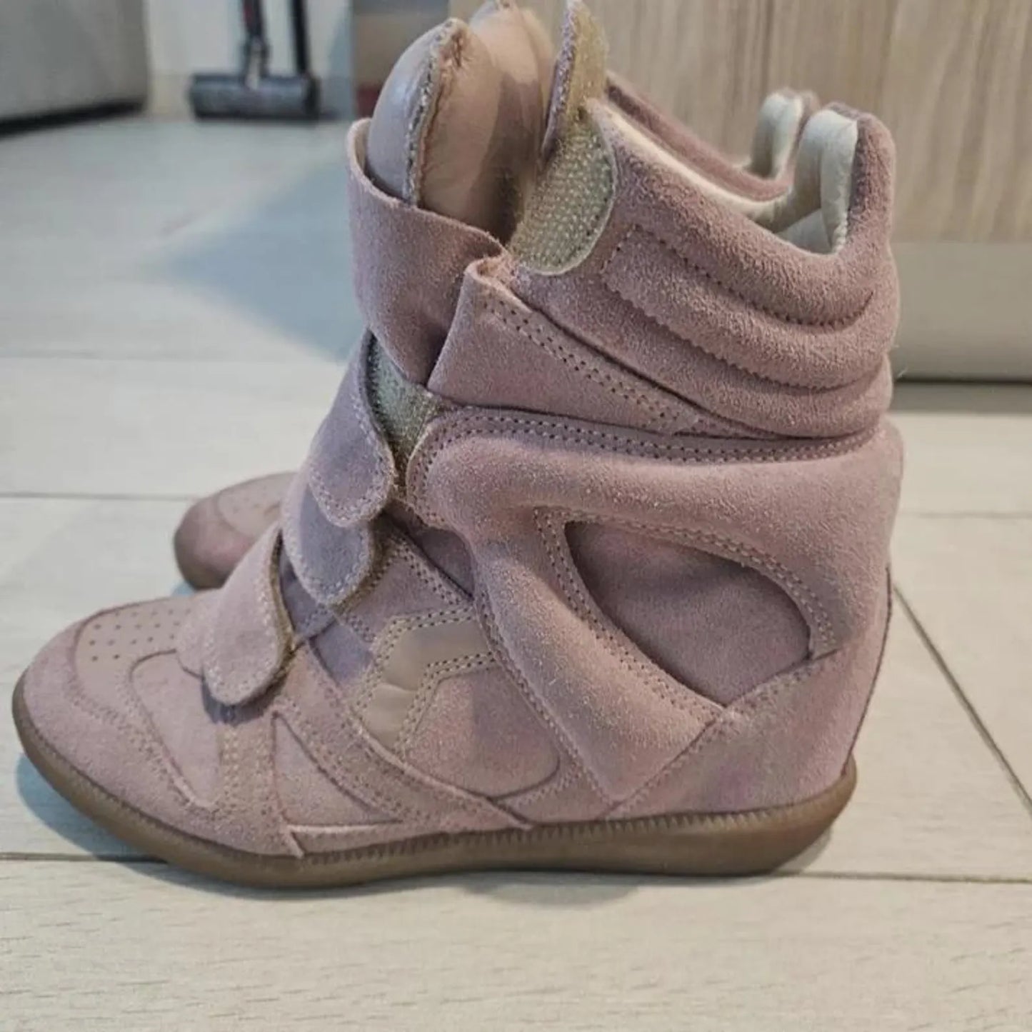 Isabel Marant Taupe Suede Bekett Wedge Sneakers