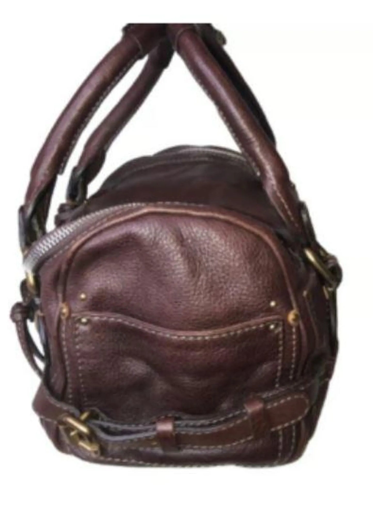 Authentic Vintage 90s Chloé Paddington Bag - Dark Reddish Brown Leather Handbag - Rare Designer Collectible
