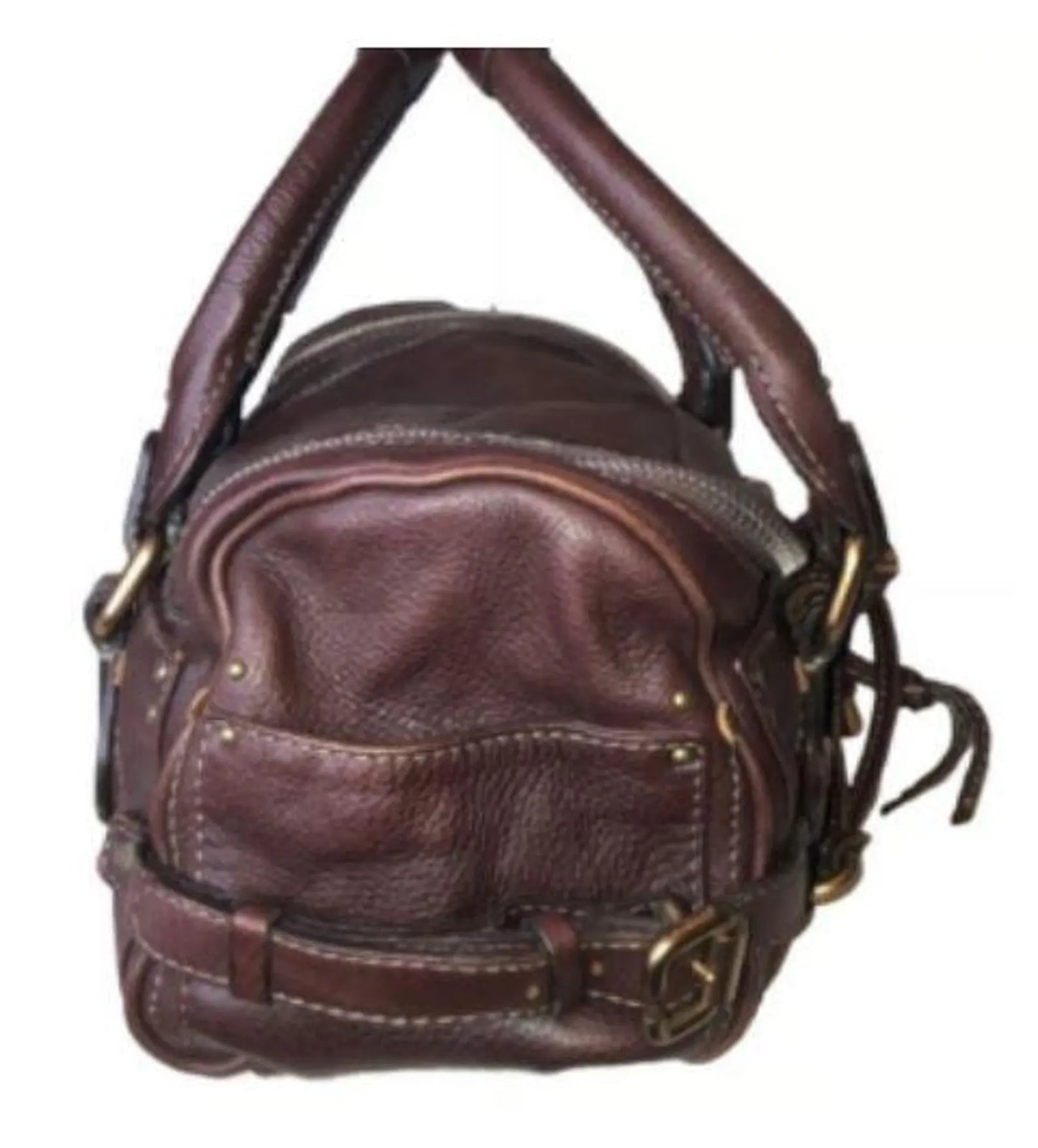 Authentic Vintage 90s Chloé Paddington Bag - Dark Reddish Brown Leather Handbag - Rare Designer Collectible