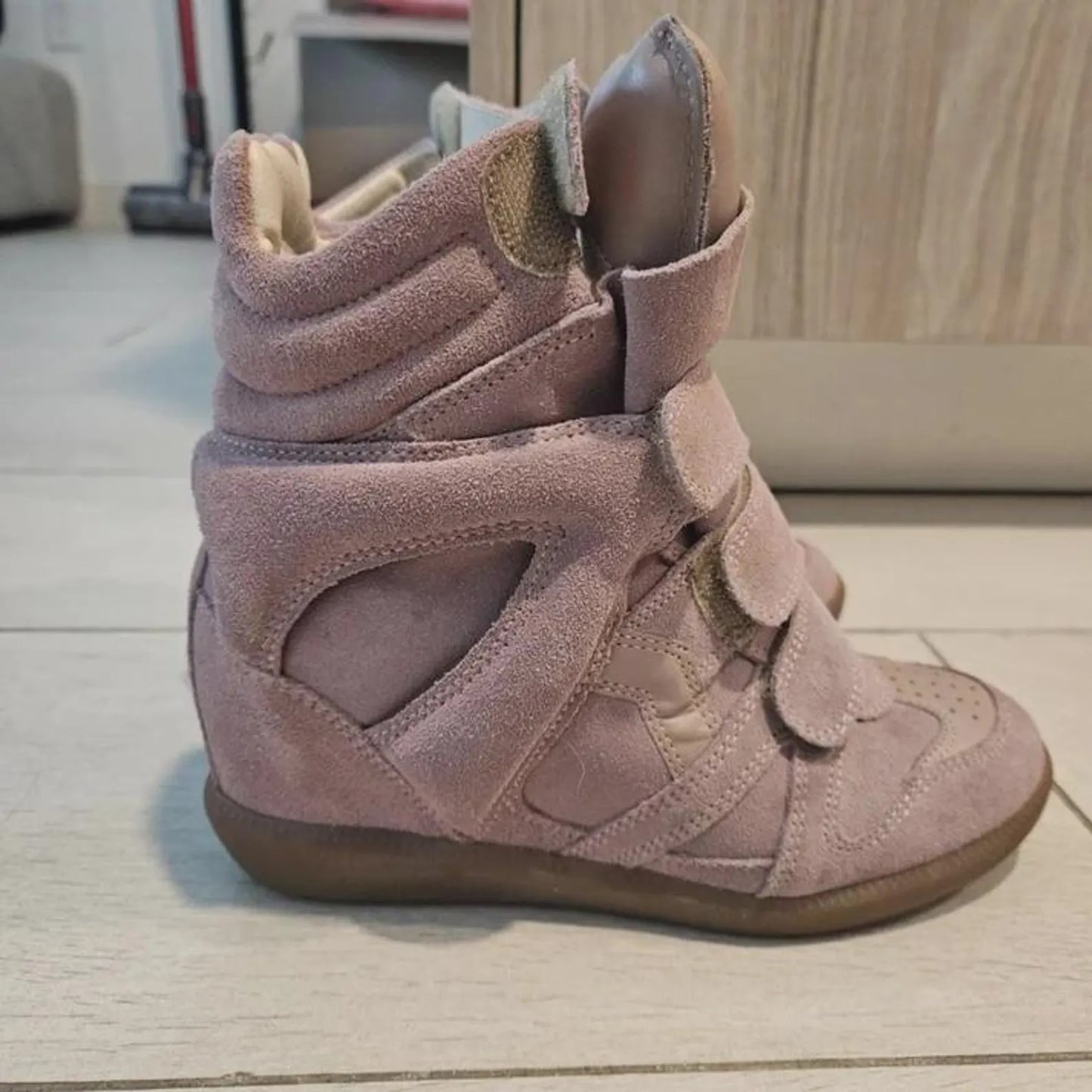 Isabel Marant Taupe Suede Bekett Wedge Sneakers
