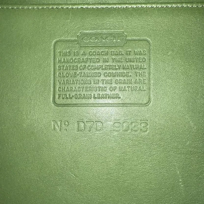 Rare Old Coach Ergo One Shoulder Bag Leaf Green POCKET ZIP 9033 Leather Vintage