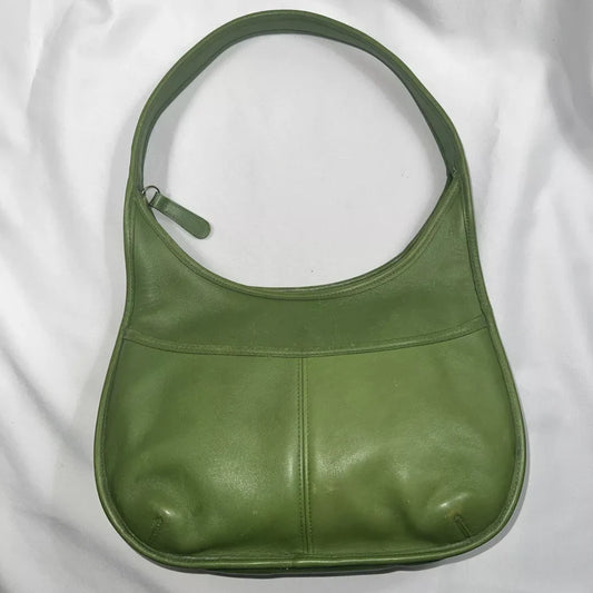 Rare Old Coach Ergo One Shoulder Bag Leaf Green POCKET ZIP 9033 Leather Vintage