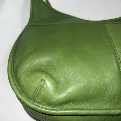 Rare Old Coach Ergo One Shoulder Bag Leaf Green POCKET ZIP 9033 Leather Vintage
