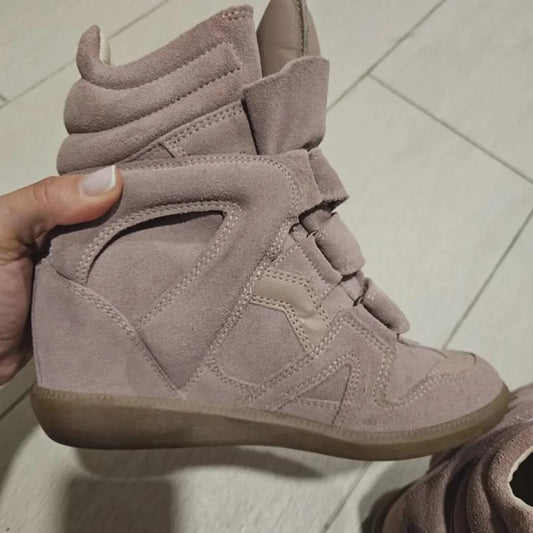 Isabel Marant Taupe Suede Bekett Wedge Sneakers
