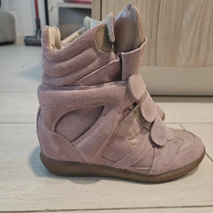 Isabel Marant Taupe Suede Bekett Wedge Sneakers