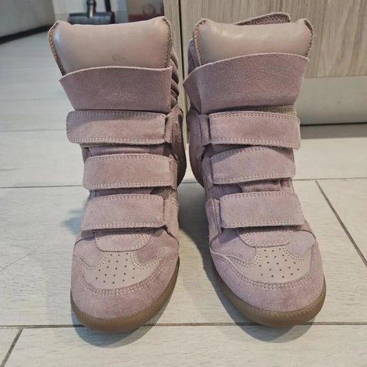 Isabel Marant Taupe Suede Bekett Wedge Sneakers
